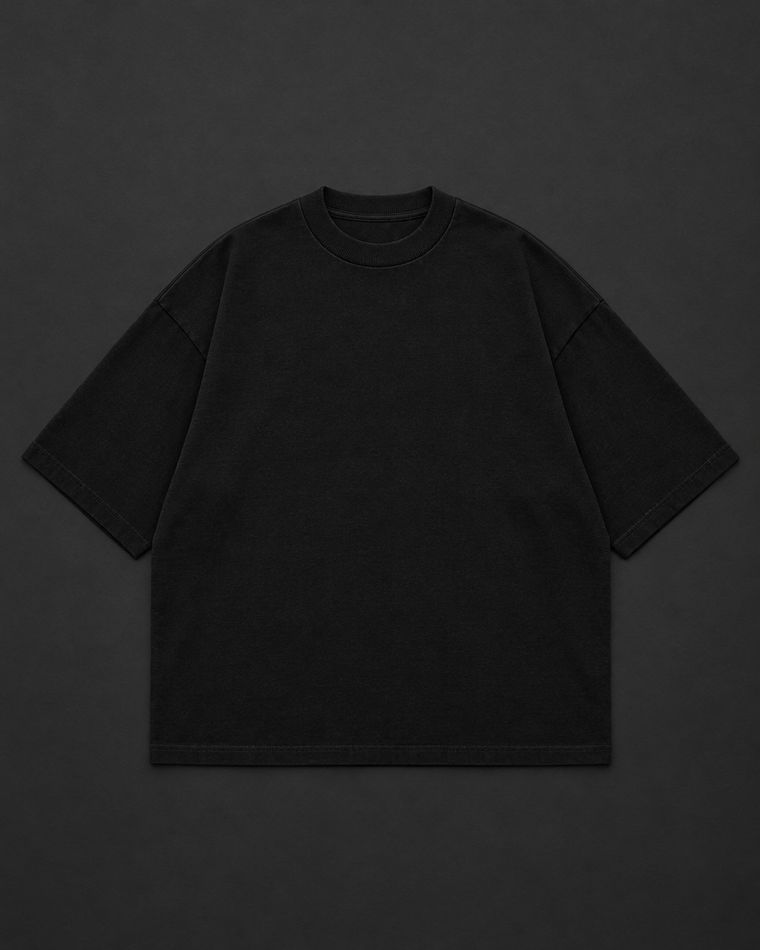 Oversized heavyweight black tee, blank